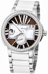 Ulysse Nardin Executive Dual Time Lady Brown Dial Stainless Steel And Ceramic Strap Automatic Ladies Watch 243-10B-7-30-05