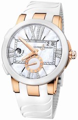 Ulysse Nardin Executive Dual Time Lady Mother of Pearl Dial Rubber Strap Automatic Ladies Watch 246-10-3-391