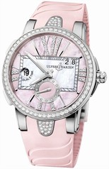 Ulysse Nardin Executive Dual Time Lady Pink Mother Of Pearl Dial Rubber Strap Automatic Ladies Watch 243-10B-3C-397