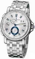 Ulysse Nardin GMT Big Date Silver Dial Stainless Steel Diamond Automatic Men's Watch 243-55B-7-91