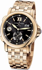 Ulysse Nardin GMT Dual Time Black Dial 18kt Rose Gold Automatic Men's Watch 246-55-8-32