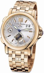 Ulysse Nardin GMT Dual Time Silver Sunray Dial 18kt Polised Rose Gold Automatic Men's Watch 246-55-8-31