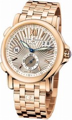 Ulysse Nardin GMT Dual Time Silver Sunray Dial 18kt Rose Gold Automatic Men's Watch 246-55-8-30