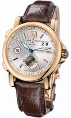 Ulysse Nardin GMT Dual Time Silver Sunray Dial Alligator Leather Automatic Men's Watch 246-55-31