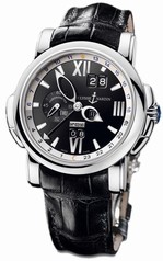 Ulysse Nardin GMT Perpetual Black DIal 18kt White Gold Black Leather Men's Watch 320-60-32