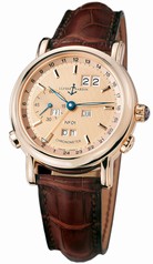 Ulysse Nardin GMT Perpetual Copper Dial 18kt Rose Gold Brown Leather Men's Watch 322-88