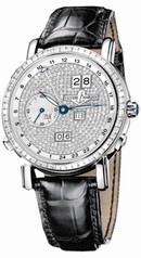 Ulysse Nardin GMT Perpetual Diamond Pave Dial Leather Strap Automatic Men's Watch 320-89BAG-091