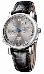 Ulysse Nardin GMT Perpetual Grey Dial Leather Strap Automatic Men's Watch 320-82-32