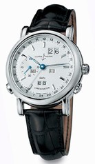 Ulysse Nardin GMT Perpetual Silver Dial 18kt White Gold Black Leather Men's Watch 320-22
