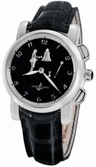 Ulysse Nardin Hourstriker Black Dial Platinum Black Leather Men's Watch 6109-103-E2