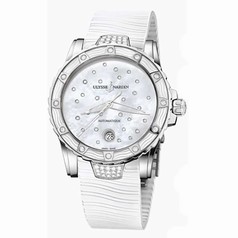 Ulysse Nardin Lady Diver Mother of Pearl Dial White Rubber Ladies Watch 8153-180E-3C/20