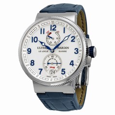 Ulysse Nardin Marine Automatic Chronometer White Dial Blue Leather Men's Watch 1183-126-60