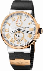 Ulysse Nardin Marine Chronometer Manufacture Silver Dial Black Rubber Men's Watch 1185-122-3-41