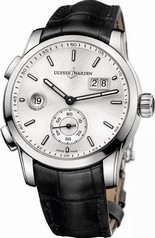 Ulysse Nardin GMT Dual Time Automatic Silver Dial Black Leather Men's Watch 3343126-91