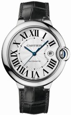 Cartier Ballon Bleu 18kt White Gold Black Leather Automatic Men's Watch W6901351