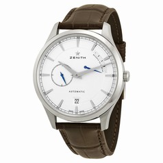 Zenith Captain Power Reserve Silver Dial Brown Alligator Leather Men's Watch 03212268501C498