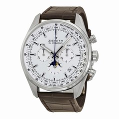 Zenith El Primero 410 Chronograph Silver Dial and Brown Leather Men's Watch 03209141001C494