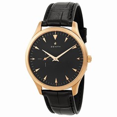 Zenith Heritage Ultra Thin Black Dial 18kt Rose Gold Black Leather Men's Watch 18201068121C493