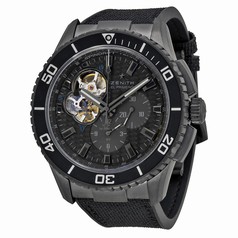 Zenith Stratos Spindrift Chronograph Carbon Fiber Dial Fabric-Covered Rubber Men's Watch 752060406121R573